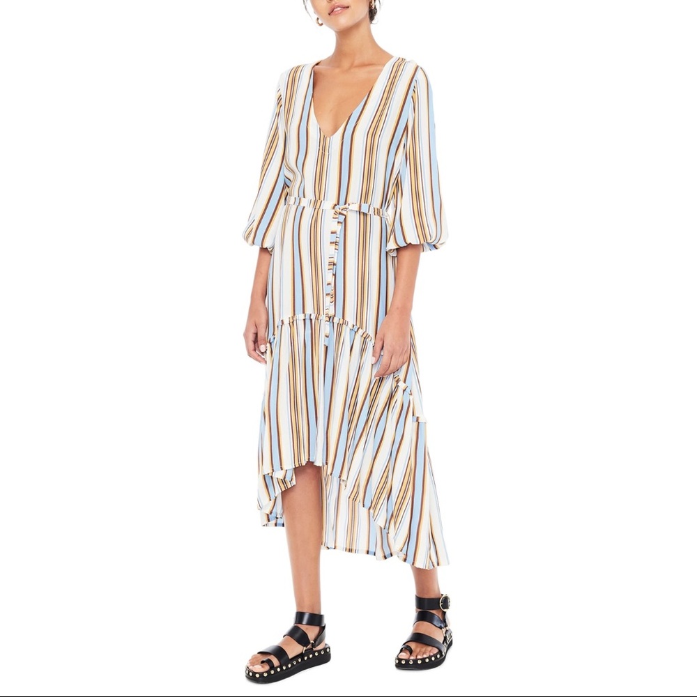 NEW FAITFULLTHE BRAND Matilda Stripe Peasant Dress